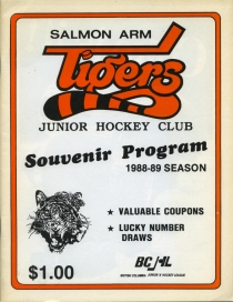 Salmon Arm Tigers 1988-89 game program