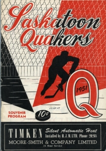 Saskatoon Quakers 1950-51 game program