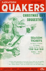 Saskatoon Quakers 1954-55 game program