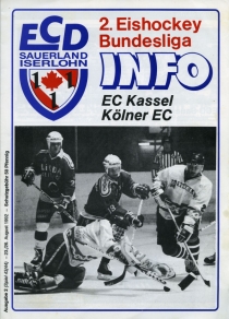 Sauerland Iserlohn ECD 1992-93 game program