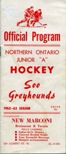 Sault Ste. Marie Greyhounds 1962-63 game program