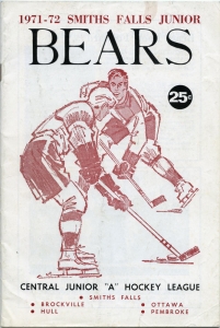 Smiths Falls Bears 1971-72 game program