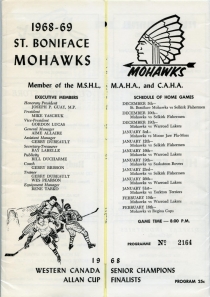 St. Boniface Mohawks 1968-69 game program