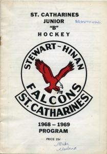 St. Catharines Falcons 1968-69 game program
