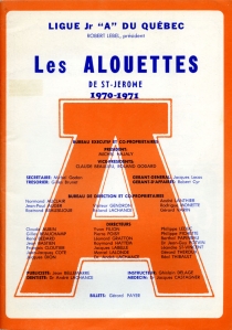St. Jerome Alouettes 1970-71 game program