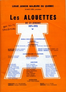 St. Jerome Alouettes 1971-72 game program