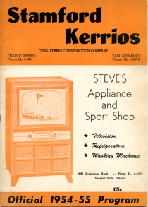 Stamford Kerrios 1954-55 game program