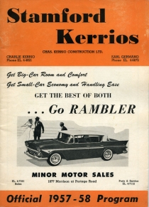 Stamford Kerrios 1957-58 game program