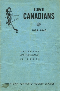 Stratford Kist Canadians 1939-40 game program