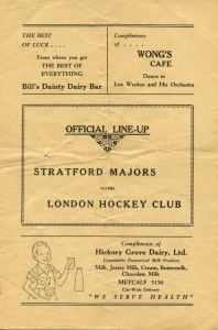 Stratford Majors 1938-39 game program