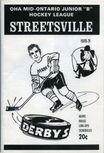 Streetsville Derbys 1970-71 game program
