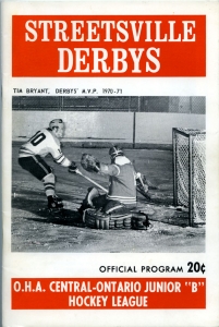 Streetsville Derbys 1971-72 game program