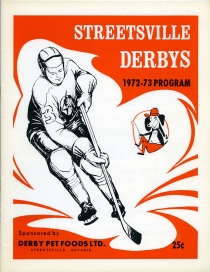 Streetsville Derbys 1972-73 game program
