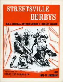 Streetsville Derbys 1974-75 game program
