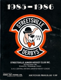 Streetsville Derbys 1985-86 game program
