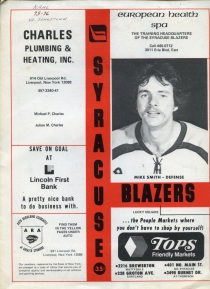 Syracuse Blazers 1975-76 game program