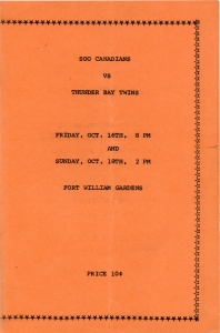 Thunder Bay Twins 1970-71 game program