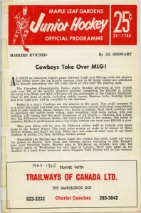 Toronto Marlboros 1964-65 game program