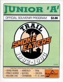 Trail Smoke Eaters 1992-93 game program