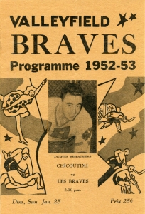 Valleyfield Braves 1952-53 game program