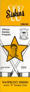 Waterloo Siskins 1983-84 game program