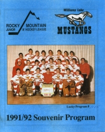 Williams Lake Mustangs 1991-92 game program