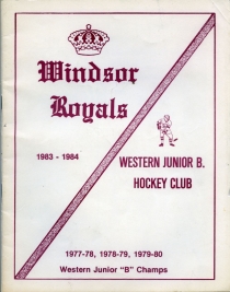 Windsor Royals 1983-84 game program