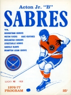 Acton Sabres 1976-77 program cover