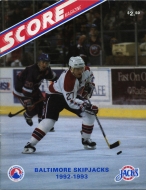 Baltimore Skipjacks 1992-93 program cover