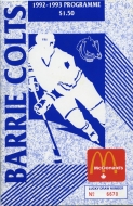 Barrie Colts 1992-93 program cover