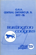 Burlington Cougars 1977-78 program cover