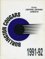 Burlington Cougars 1991-92 program cover