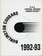 Burlington Cougars 1992-93 program cover