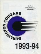Burlington Cougars 1993-94 program cover