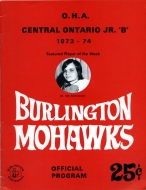 Burlington Mohawks 1973-74 program cover