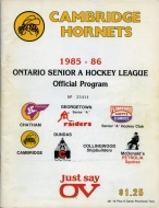Cambridge Hornets 1985-86 program cover