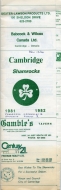 Cambridge Shamrocks 1981-82 program cover