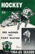 Des Moines Oak Leafs 1964-65 program cover