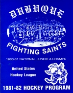 Dubuque Fighting Saints 1981-82 program cover