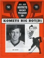 Fort Wayne Komets 1971-72 program cover