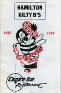 Hamilton Kilty B's 1983-84 program cover