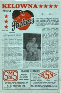 Kelowna Packers 1953-54 program cover