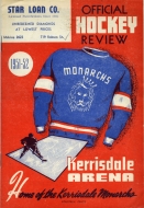 Kerrisdale Monarchs 1951-52 program cover