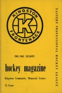 Kingston Frontenacs 1962-63 program cover
