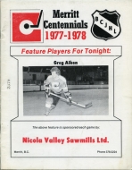 Merritt Centennials 1977-78 program cover