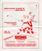 Owen Sound Mercurys 1980-81 program cover