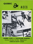 Quebec Aces 1969-70 program cover