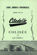 Quebec Citadelles 1951-52 program cover