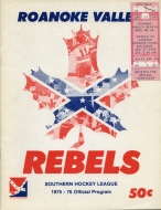 Roanoke Valley Rebels 1975-76 program cover
