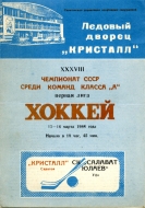 Saratov Kristall 1983-84 program cover